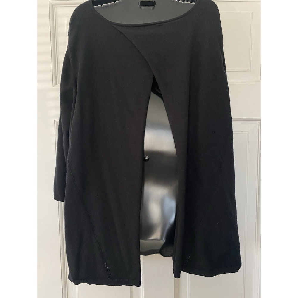 Hilary Radley Women's Sweater Size Large Black Open Back Soft Cozy 3/4 Sleeve - Picture 2 of 9